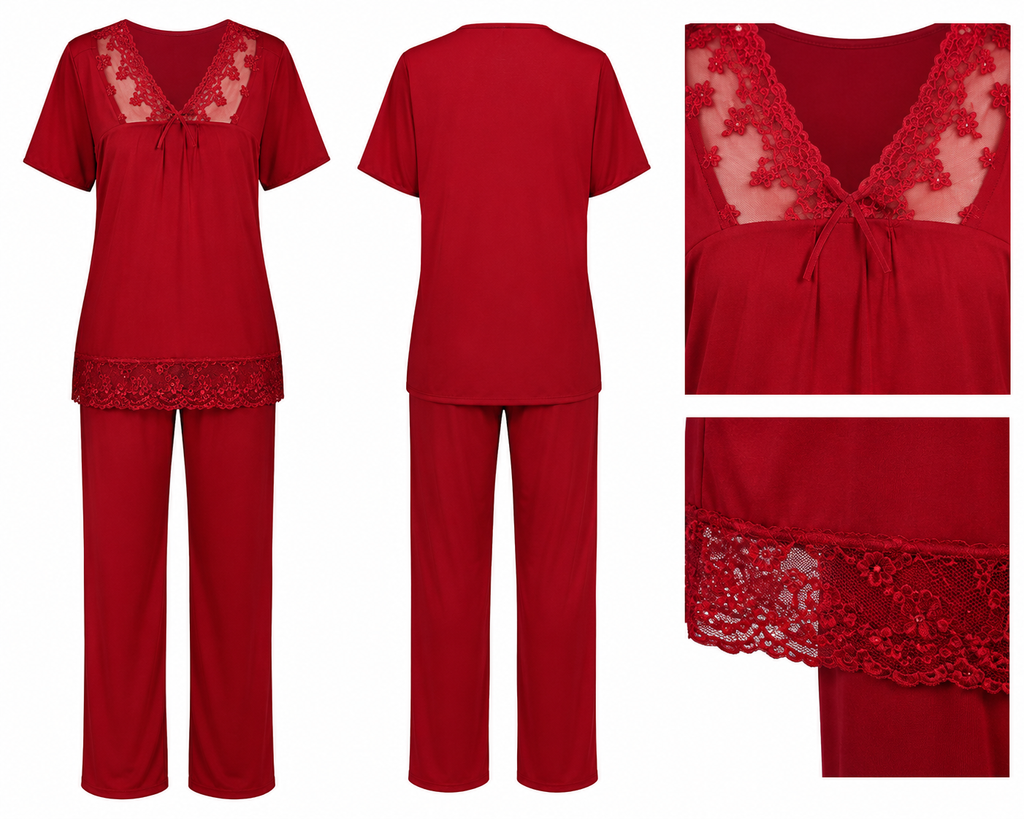 Women’s  Lace Trim 2-Piece Pajama Set
