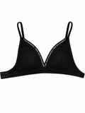 Black Lace-Trim V-Neck Wireless Bra