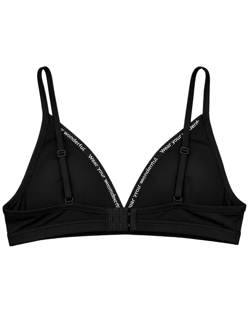 Black Lace-Trim V-Neck Wireless Bra