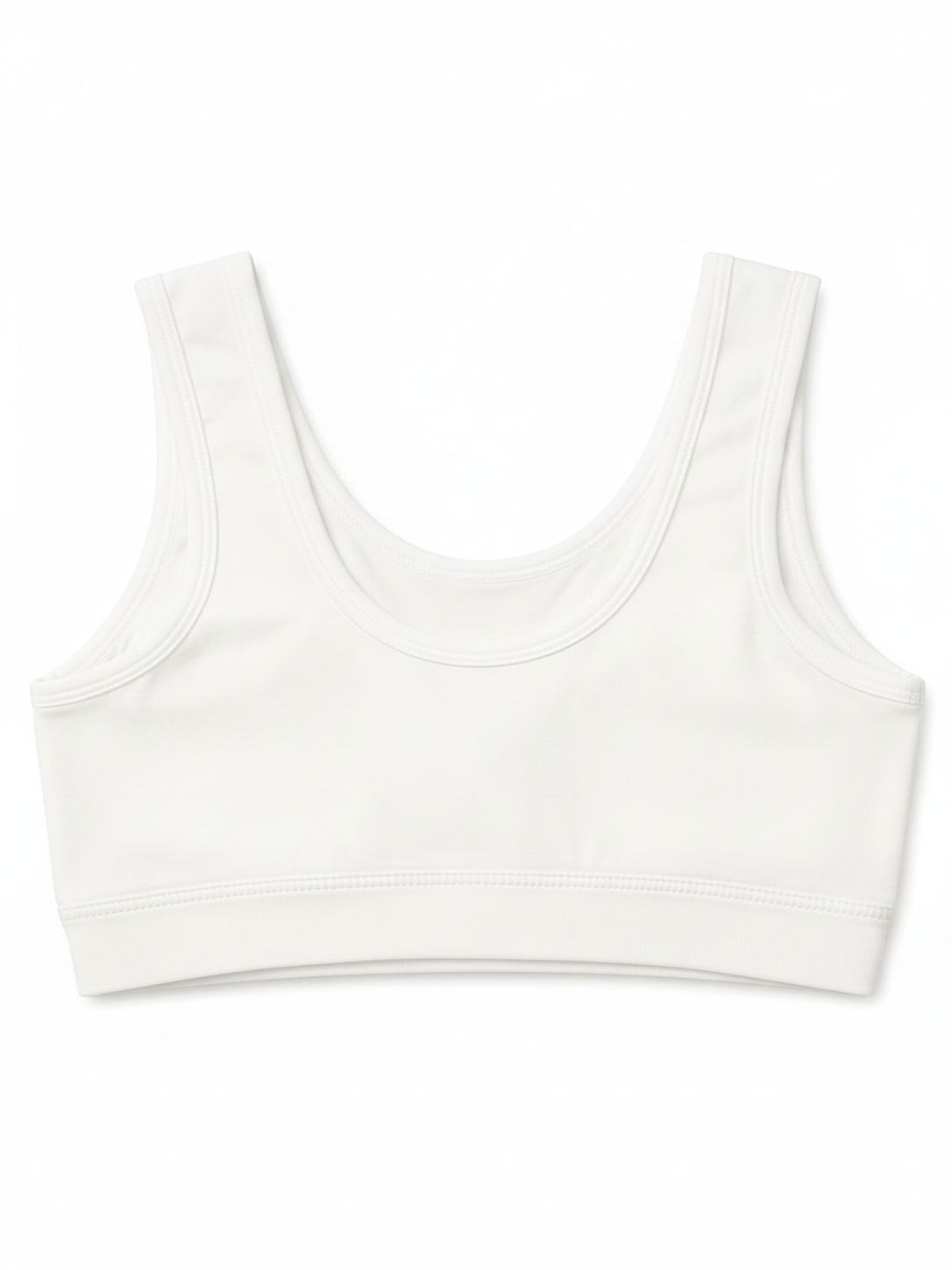 Cute Cat Printed Girls’ Sports Bra – White